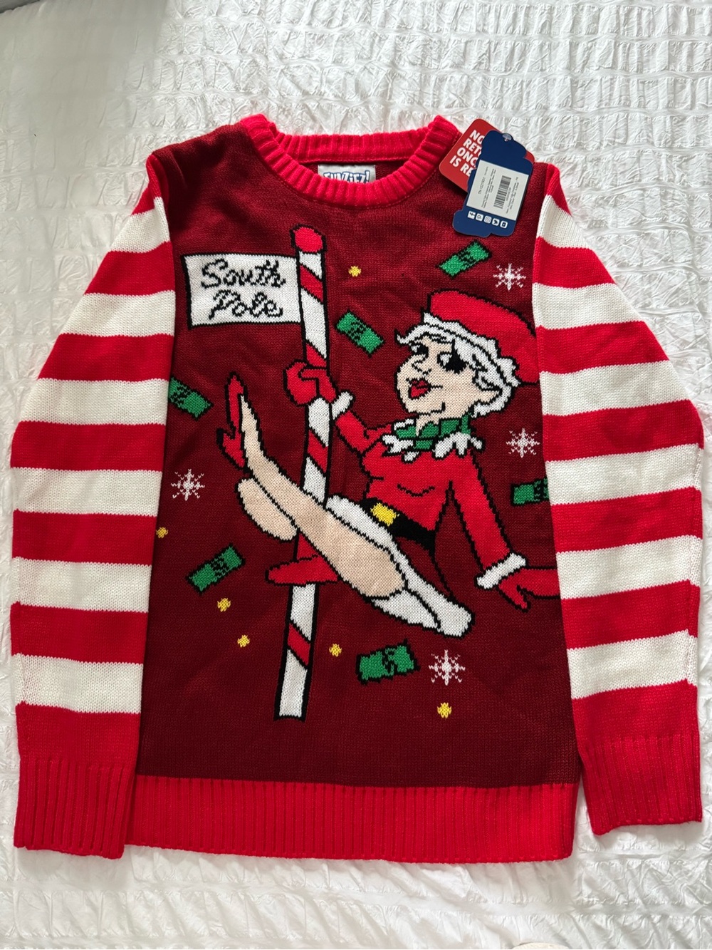 South Pole Red & White Crewneck Holiday Sweater